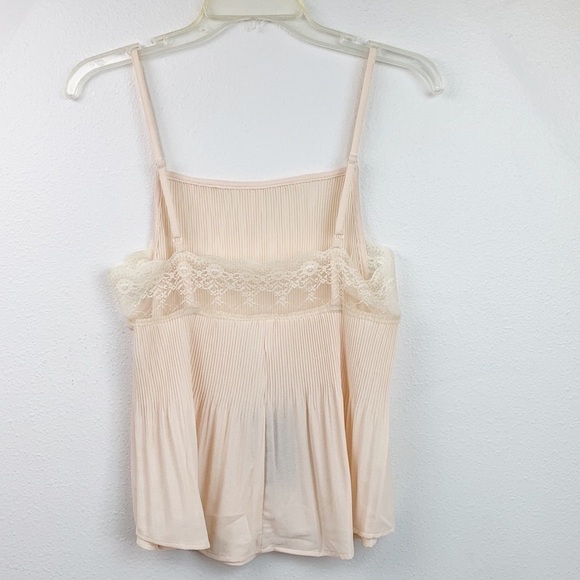 NWT Esley lace chiffon knife accordion pleated spaghetti strap camisole top - Picture 4 of 11